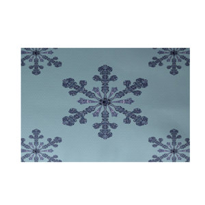Vail Decorative Holiday Print Light Blue Indoor/Outdoor Area Rug