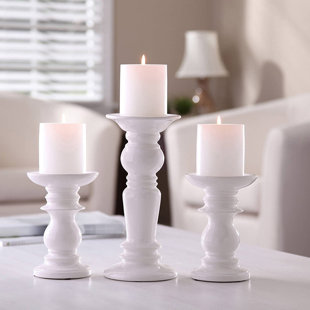 White candlestick holders clearance