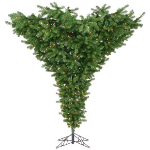 upside down 75 green artificial christmas tree with 650 dura lit clear lights with stand - Upside Down Christmas Tree Decorated upside down 75 green artificial christmas tree with 650 dura lit clear lights with stand - Upside Down Christmas Tree Decorated