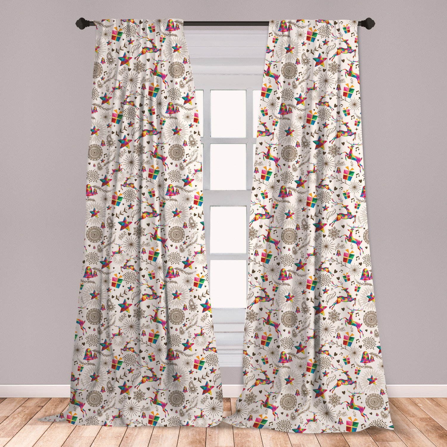 East Urban Home Ambesonne Christmas Window Curtains Jumping