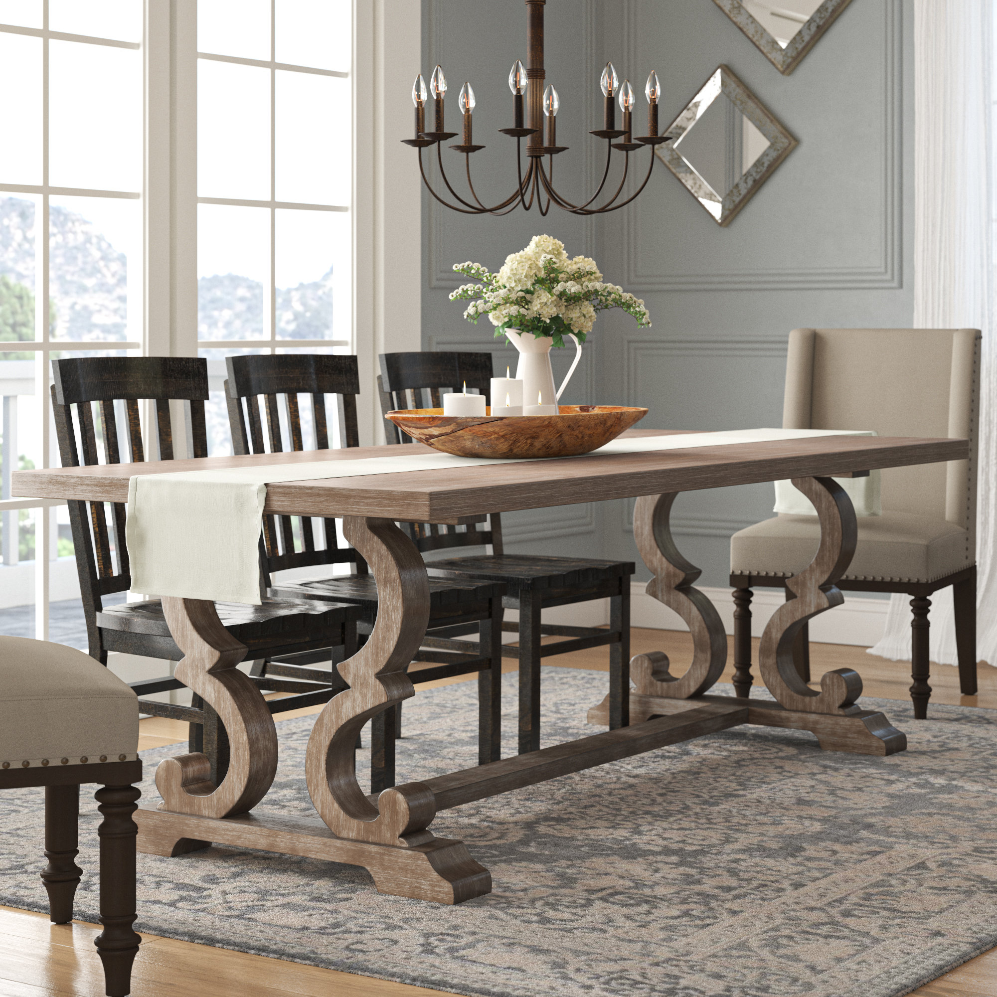 dewitt extendable trestle dining table