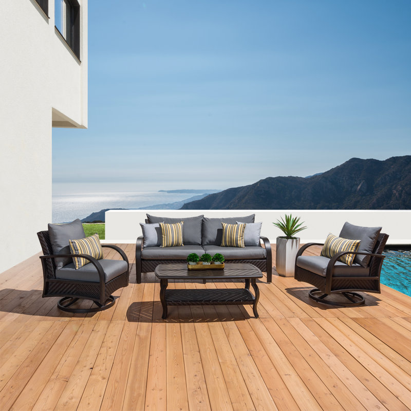 Baillie 4 Piece Rattan Sunbrella Sofa Seating Group With Cushions