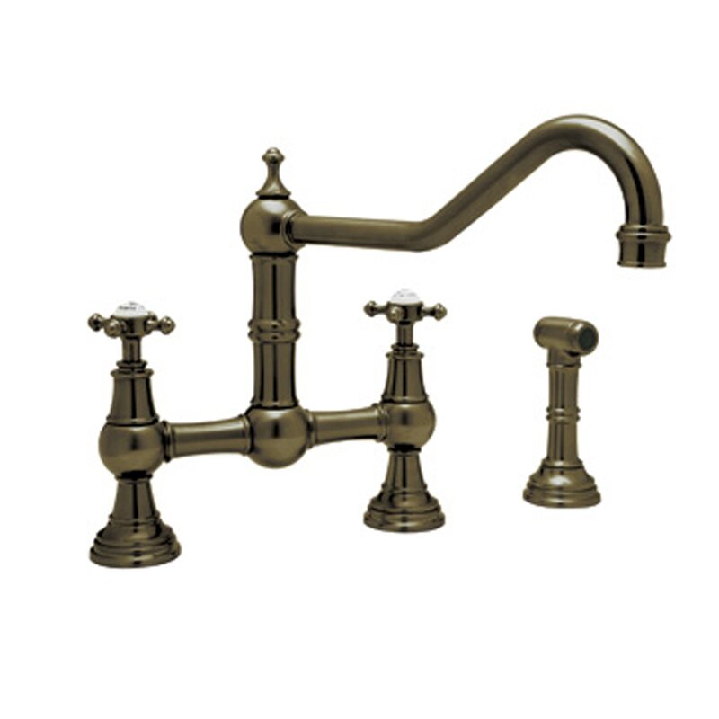 Perrin & Rowe Edwardian™ Bridge Kitchen Faucet With Side Spray | Wayfair