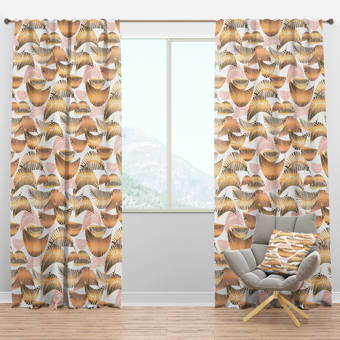 Designart Mid Century Tropical Palm Leaves I Floral Semi Sheer Thermal Rod Pocket Curtain Panels Wayfair