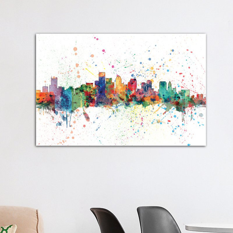East Urban Home Rainbow Splash Skyline Series Boston