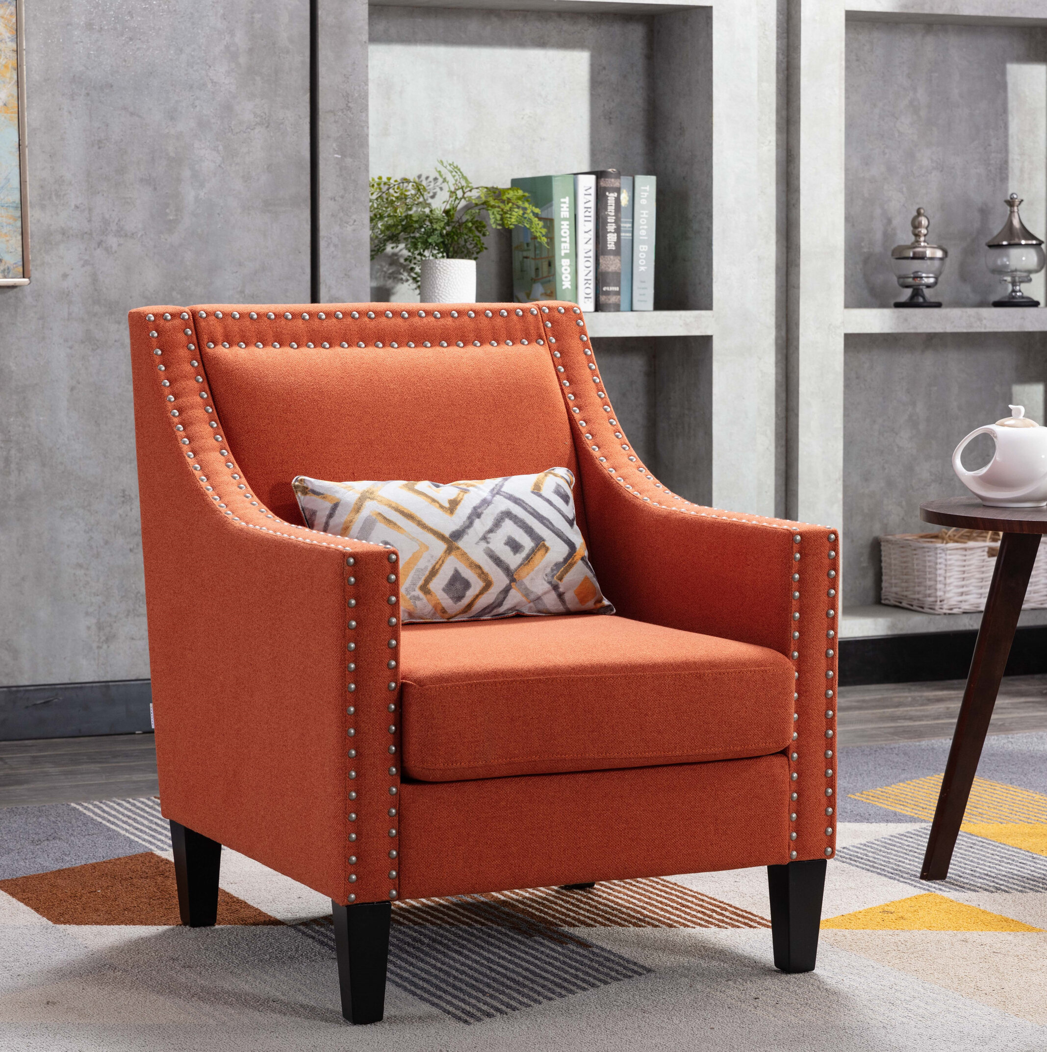 accent armchair living room chair with nailheads red