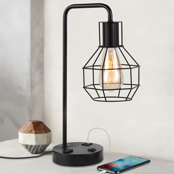 Industrial Retro Battery Operated LED Desk Lamp Light Up Bedside Lantern Home 