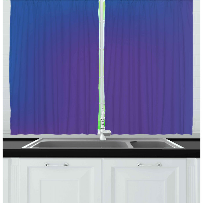 East Urban Home Ambesonne Indigo Kitchen Curtains Ombre Vivid