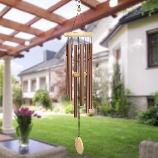 Copper Rooster Wind Chime Resonant Relaxing Garden Patio Decor Colorful Gems 