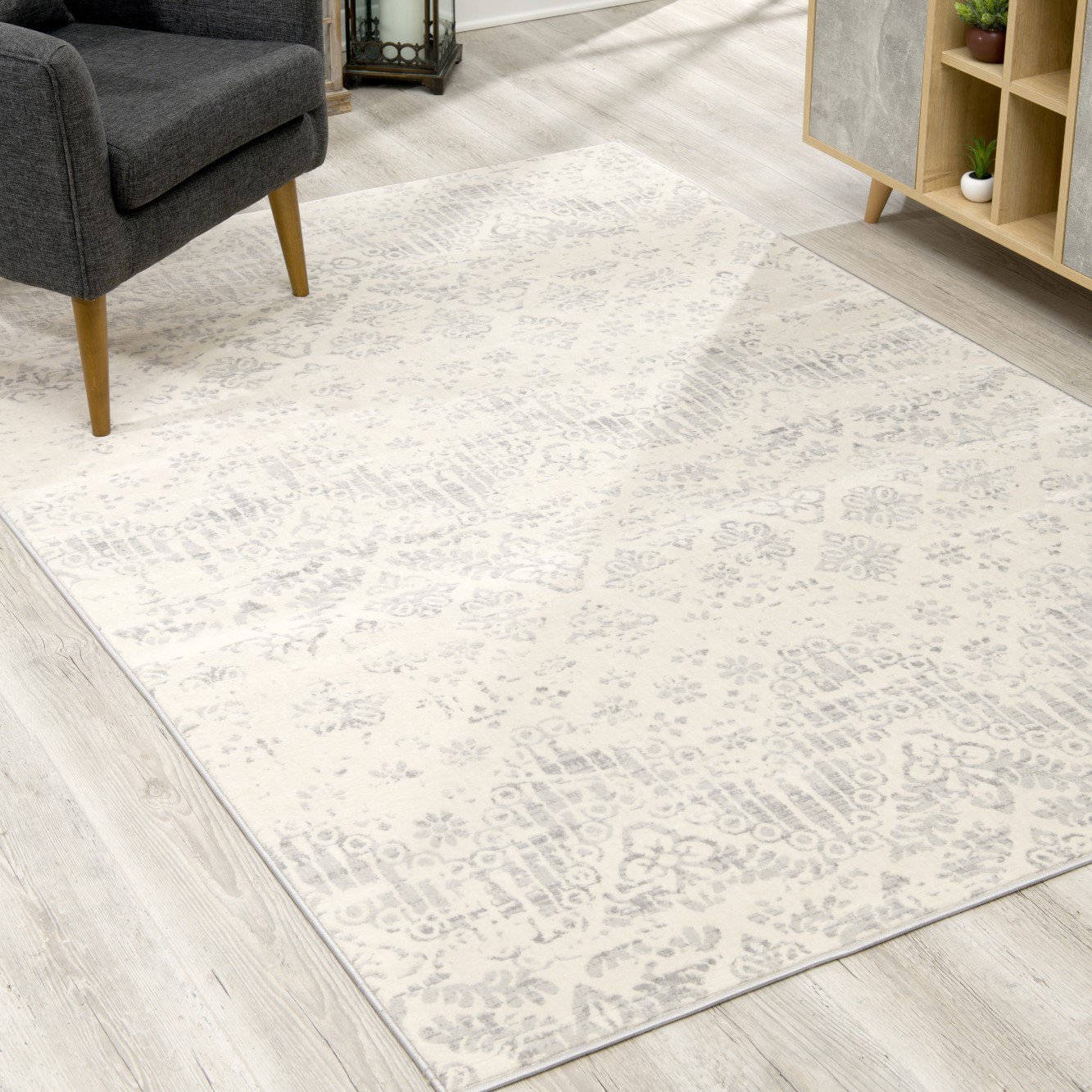 Bungalow Rose Rainier Power Loom Performance Ivory Rug & Reviews | Wayfair