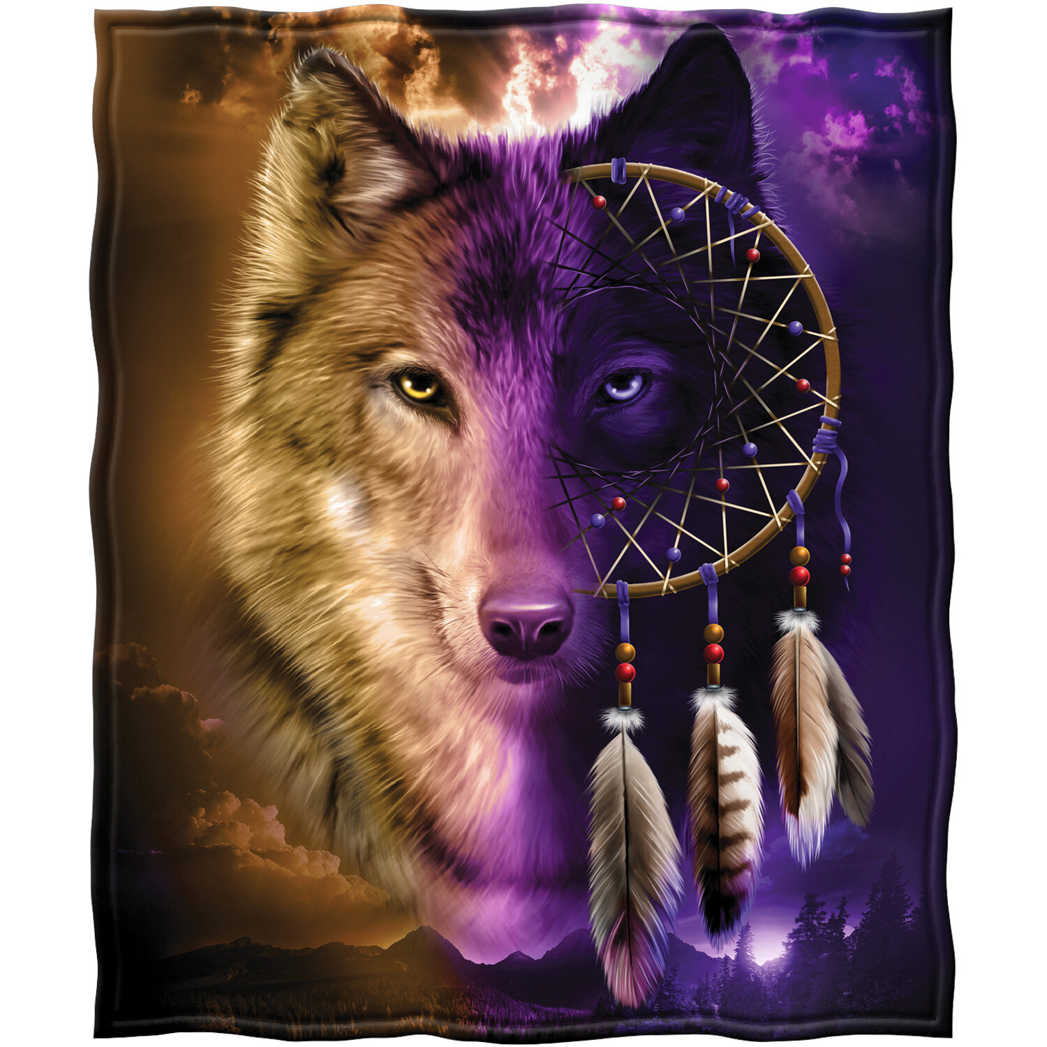 Trinx Wolf Dreamcatcher Super Soft Plush Fleece Throw Blanket Wayfairca