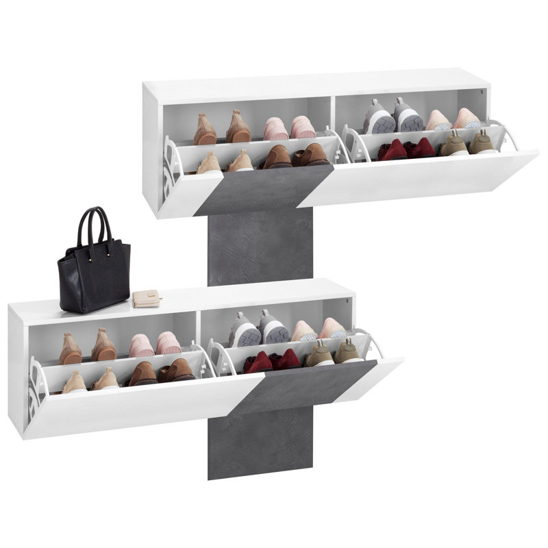 Orren Ellis Cross 16 Pair Stackable Shoe Storage Cabinet Wayfair