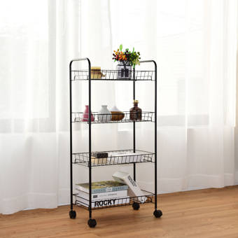 Costway 4 Tier Rolling Wheels Tower Rack Baskets Kitchen Bathroom Costway 4 Tier Rolling Wheels Tower