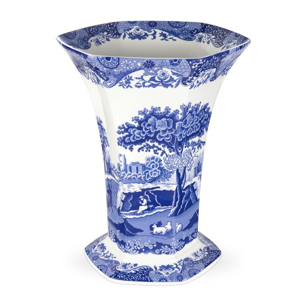 Rustic Pottery Petrol Blue Ceramic Pot Bottle Geometric Decorative Bud Vase 