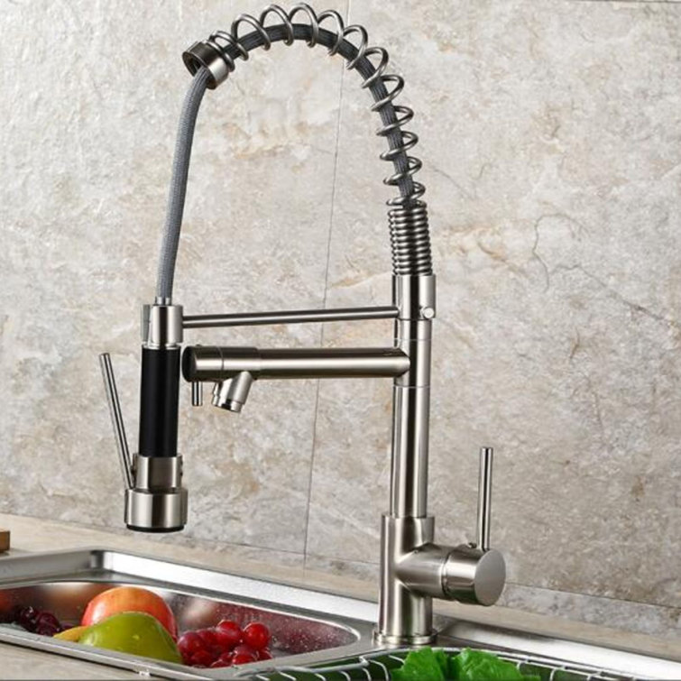 E Joy Pull Down Double Handle Kitchen Faucet Wayfair