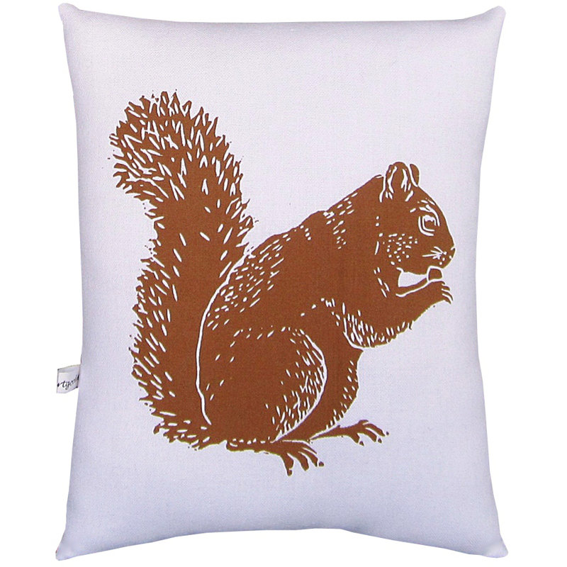 Squirrel Block Print Squillow Accent Cotton Throw Pillow