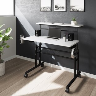 Details about   Laptop Desk Rolling Table Height Adjustable Tiliting MDF Steel Frame For Home Of 