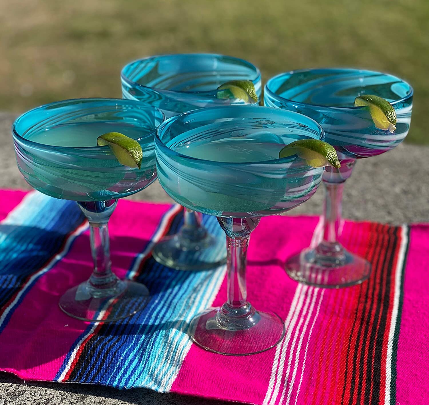 teal margarita glasses