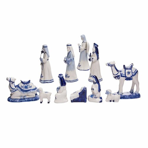 Kurt Adler 11 Piece Delft Nativity Set & Reviews | Wayfair