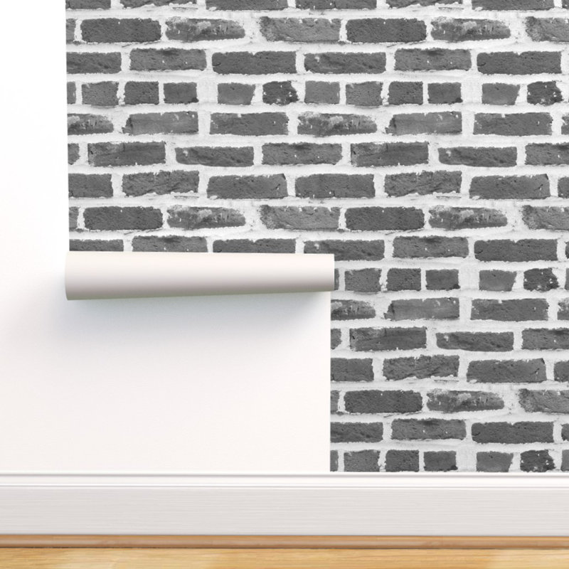 Ebern Designs Grey Bricks Removable Wallpaper Brick Hit A Brick