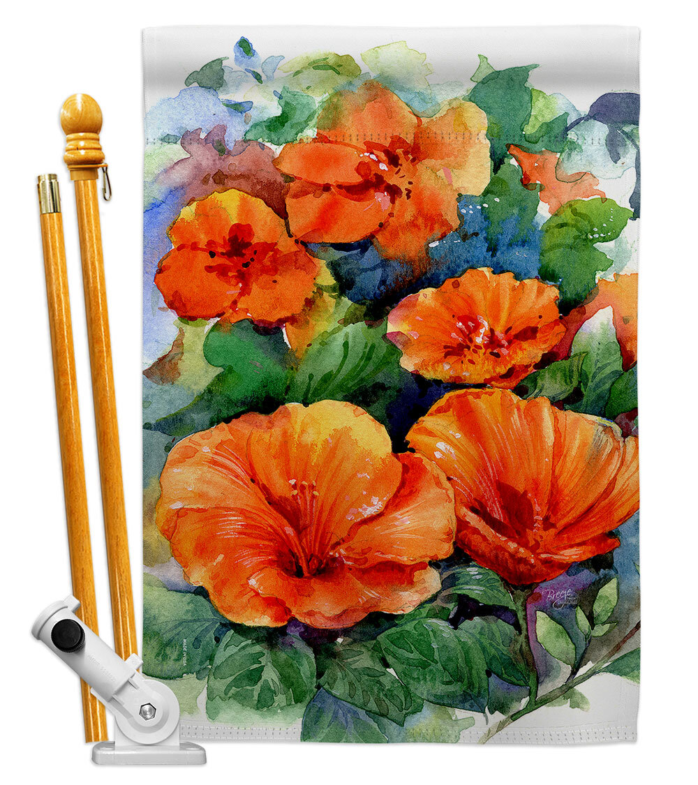 Details about   Toland "Hibiscus" decorative 12.5 x 18 Pretty floral garden size flag 
