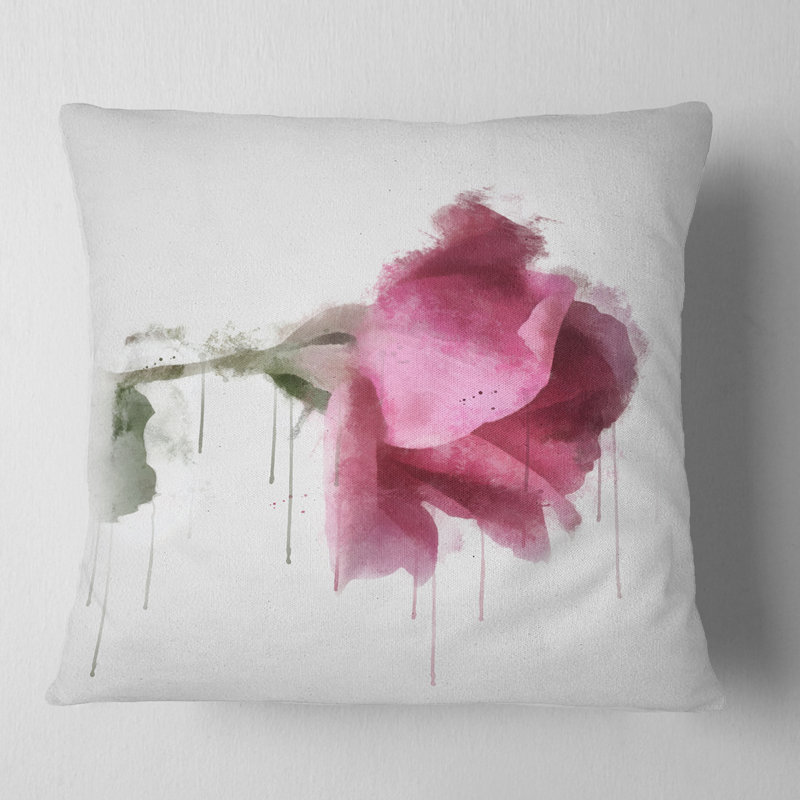 East Urban Home Floral Beautiful Rose Watercolor Drawing Pillow Wayfair
