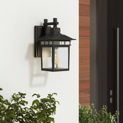 Clora Imperial Black Water Glass Outdoor Wall Lantern 9”x11 3/8”x14 3/4” 