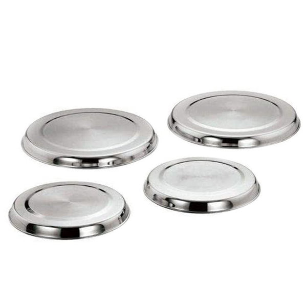Symple Stuff 4 STAINLESS STEEL METAL SILVER CHROME ELECTRIC COOKER HOB RING  COVER LID SET (Silver)