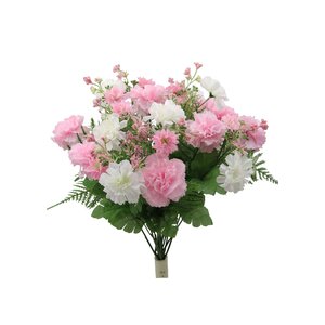 16 Stems Artificial Blooming Baby Carnation Mixed Bush with Greenery