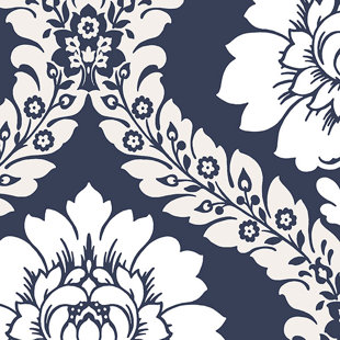 Navy Blue Damask Wallpaper Wayfair Quickview