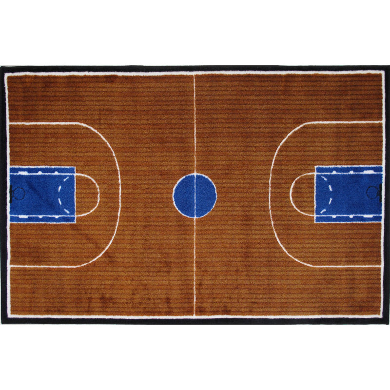 Zoomie Kids Horner Basketball Court Kids Brown Blue Area Rug