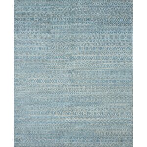 One-of-a-Kind Denys Hand-Knotted Wool Blue/Cream Area Rug