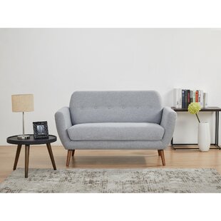 Corrigan Studio Mid Century Loveseat Linen Upholstered Couch For Living Room Bedroom Office Light Grey Soft Fabric Sofa With Tufted