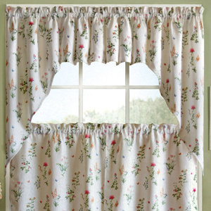 English Garden Floral Jacquard Kitchen Curtain Valance