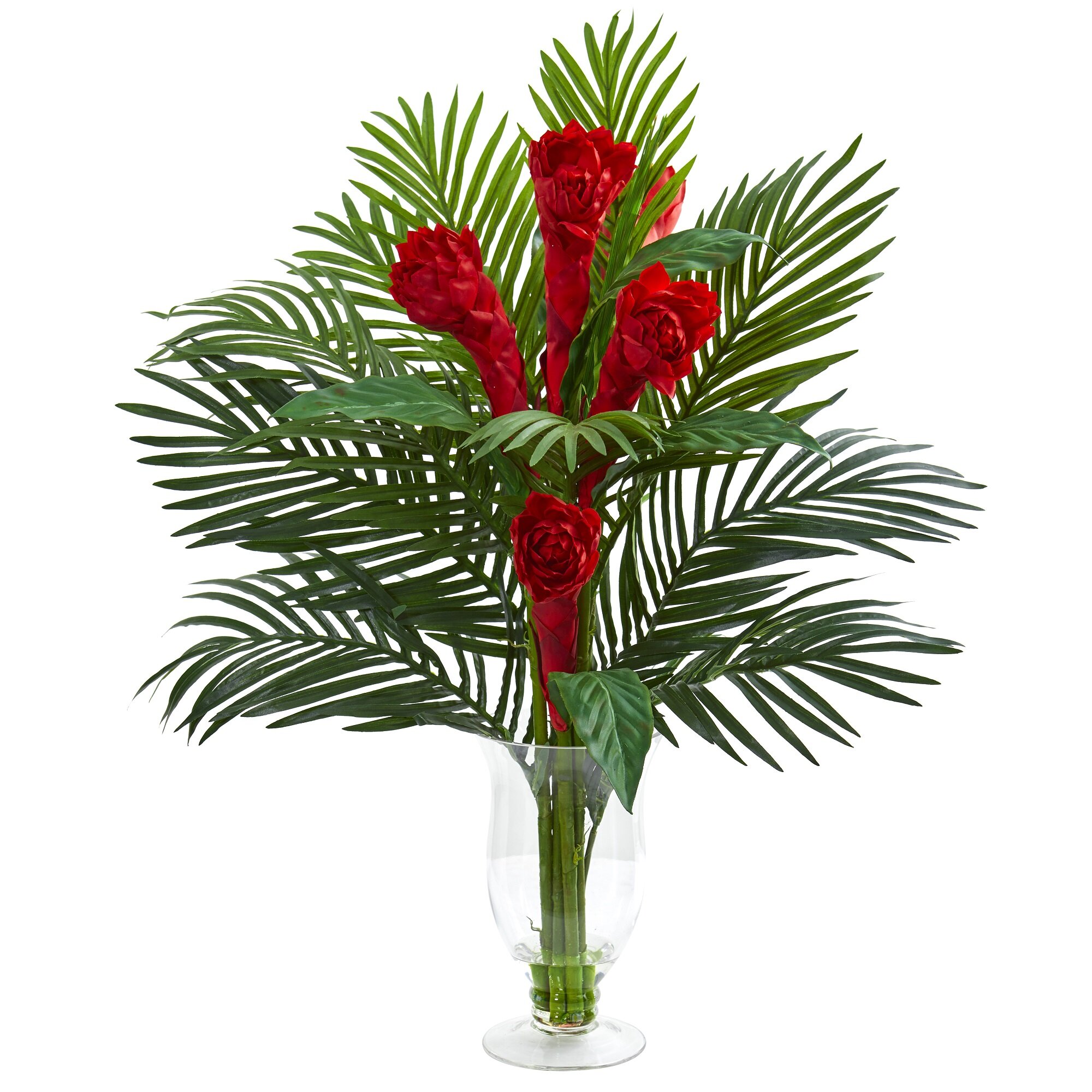 Bayou Breeze Artificial Ginger Torch Floral Arrangement In Vase Wayfair