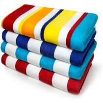 2pc CABANA STRIPED LARGE ABSORBANT TOWEL SOFT BATH BEACH POOL TOWELS 34" x 70" 