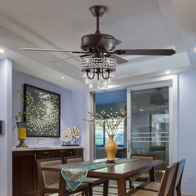 52Inch Crystal LED Ceiling Fan With Lights House of Hampton