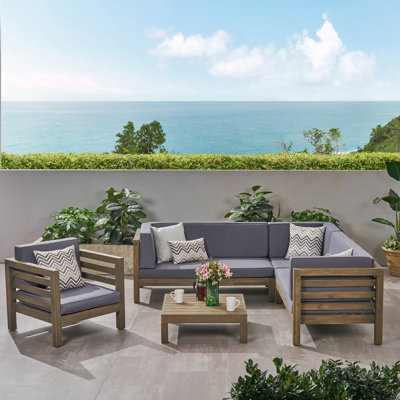 Chesterbrook Outdoor 5 Piece Sectional Seating Group with Cushions