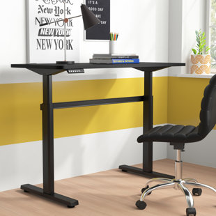 Black DEVAISE Height Adjustable Standing Desk Frame with Crank Handle 