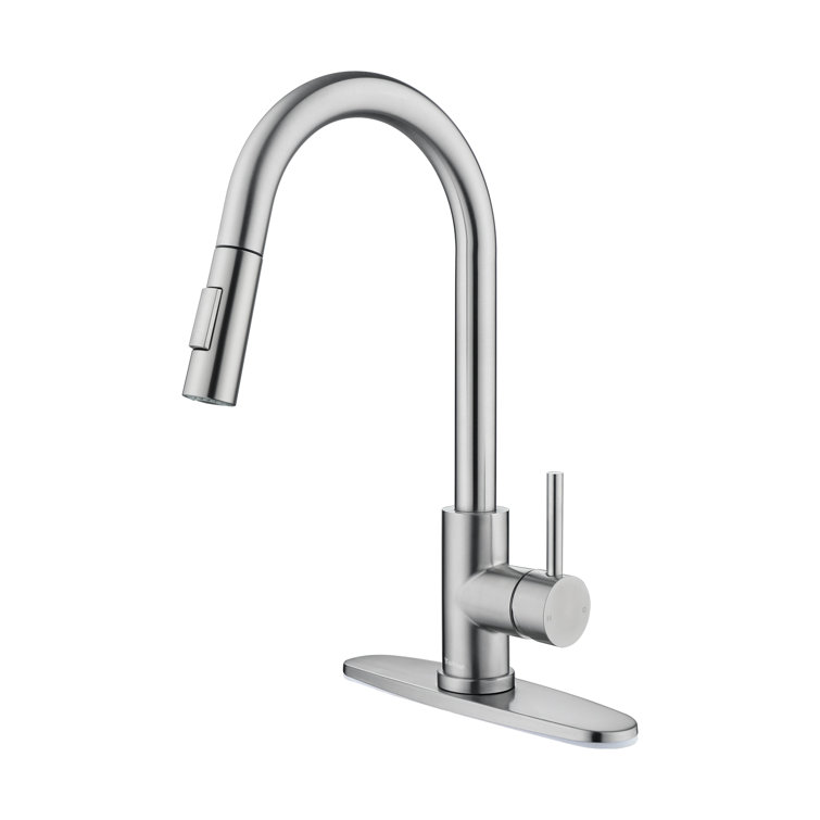 TOBILI Brushed Nickel Kitchen Sink Mixer Tap With Pull Out ...