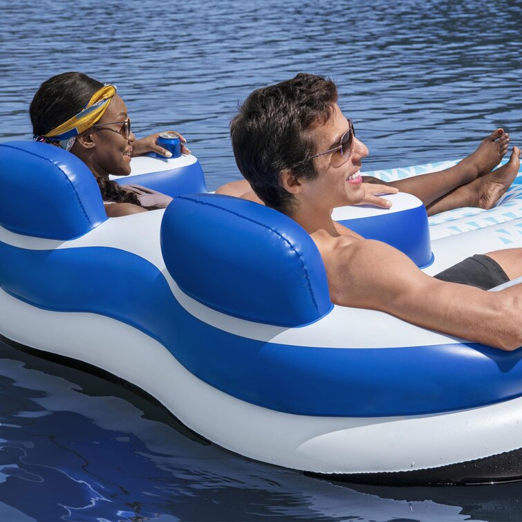 Chill-Out Chair Pool Float Lounge Tube Inflatable Beach Lake Blue 