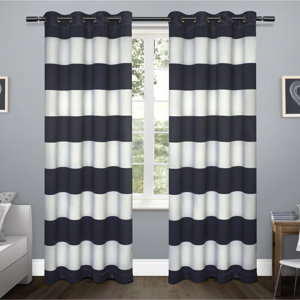 Kids Rugby Striped Blackout Thermal Grommet Curtain Panels (Set of 2)