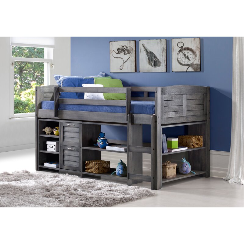 twin low loft bed with storage wayfair