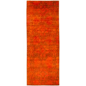 One-of-a-Kind Vibrance Hand-Knotted Orange Area Rug