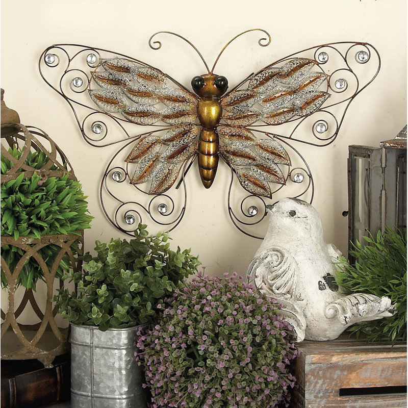 August Grove Metal Butterfly Sculpture Wall Decor Reviews Wayfair