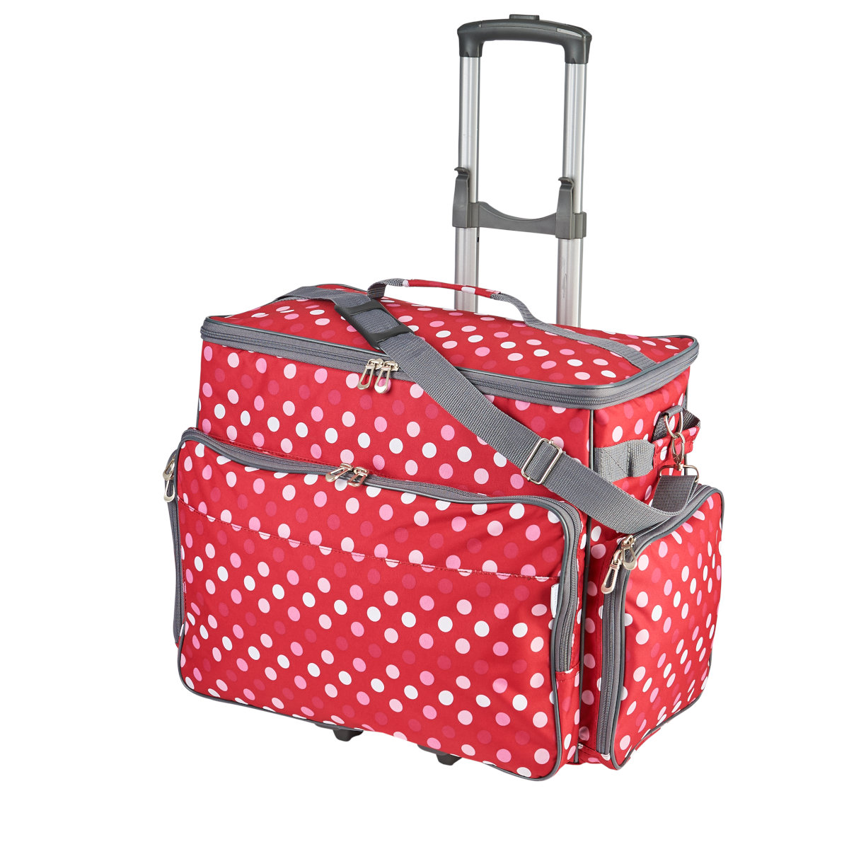 Sewing Online Sewing Machine Trolley Bag On Wheels, Red Polka Dot 47