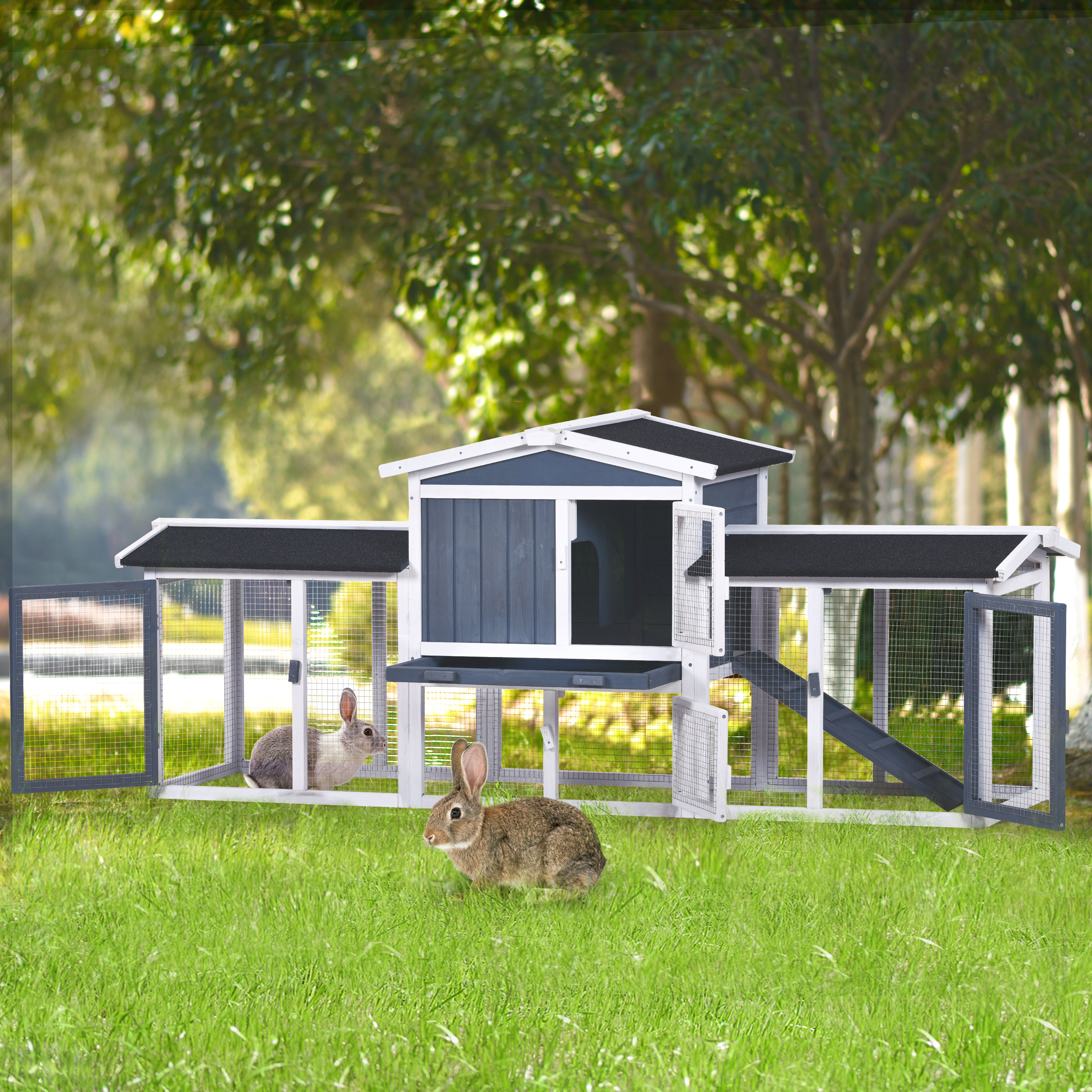 Tucker Murphy Pet™ Ayaniah Weather Resistant Rabbit Hutch with Ramp