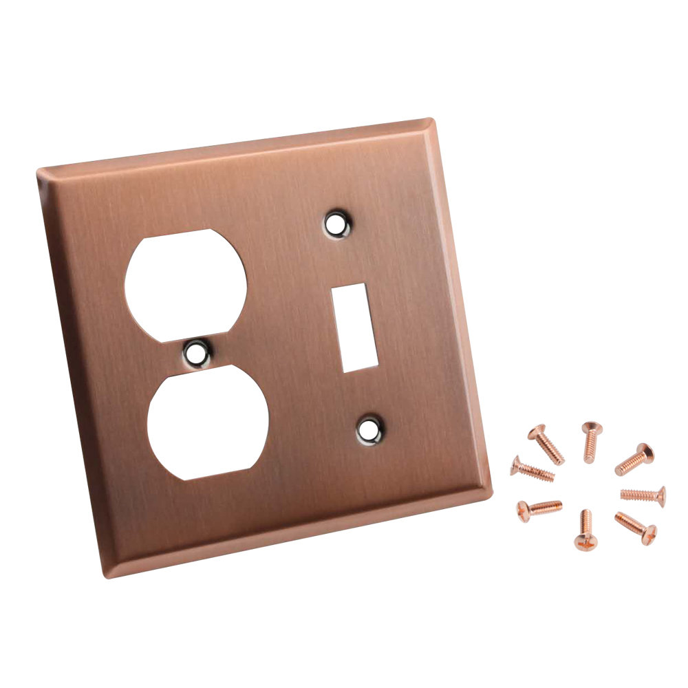 Akicon 2Gang Toggle Light Switch / Duplex Outlet Combination Wall