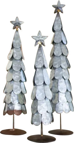 Maolis Galvanized Tree 3 Piece Sculpture Set - you're going to love this round up of gorgeous rustic metal decor inspiration with holiday and Christmas decor as well!