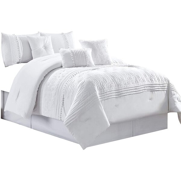 7-Piece Two-Tone Gray Western Lodge MicroSuede Pleated Striped Comforter Set 